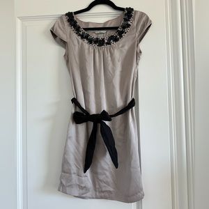 H&M satin dress with black beading